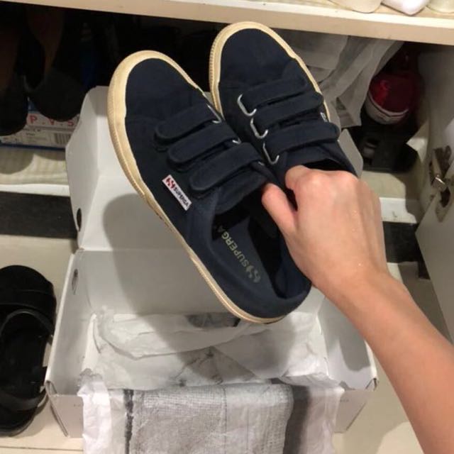 Superga velcro sales navy