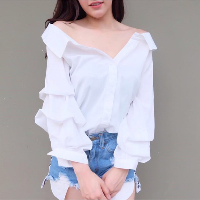 off shoulder polo shirt