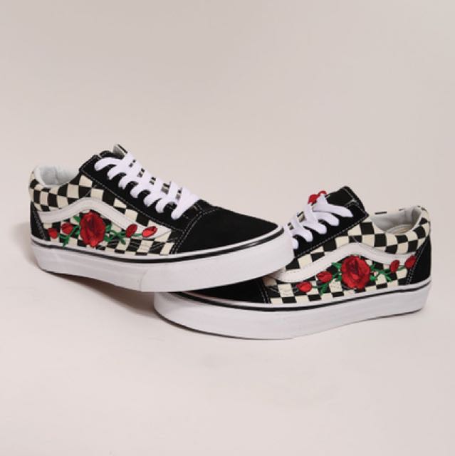 Vans authentic 36 DX old skool checkerd custom embroidery, Women's Fashion,  Shoes on Carousell