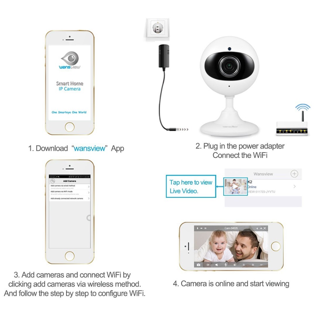 Wansview Wireless 1080P IP Camera, WiFi Home Security Surveillance Camera  for Baby/Elder/Pet/Nanny Monitor, Pan/Tilt, Two-Way Audio & Night Vision