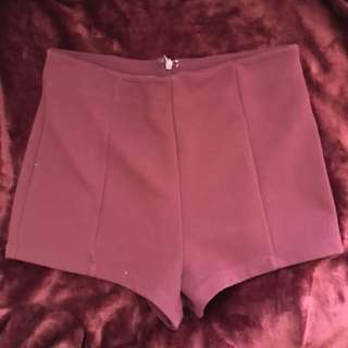 F21 high waisted shorts (maroon)