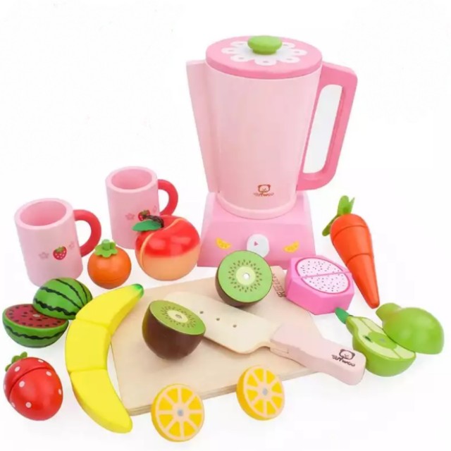 Montessori Mama Wooden Toy Blender, Juicer and Smoothie Maker for Pretend  Play Kitchen Accessories. Toy Mixer for Kids Includes Cup, Mixer, and Fruit