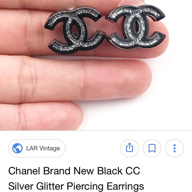 Chanel Brand New Gold CC Black White Half Half Piercing Earrings - LAR  Vintage