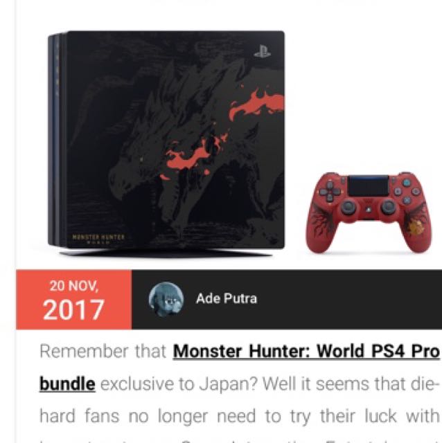 monster hunter world ps4 pro bundle