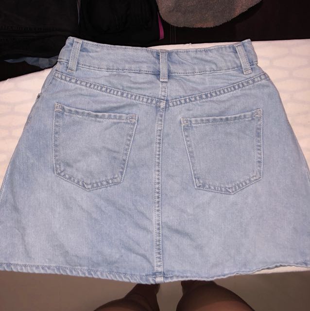 Short Cargo Denim Skirt Light Blue