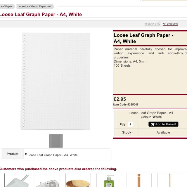 muji loose leaf graph paper, Hobbies & Toys, Stationery & Craft ...