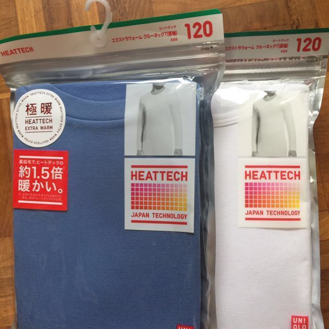New Uniqlo Heattech Extra Warm long sleeves top 120 blue thermal base