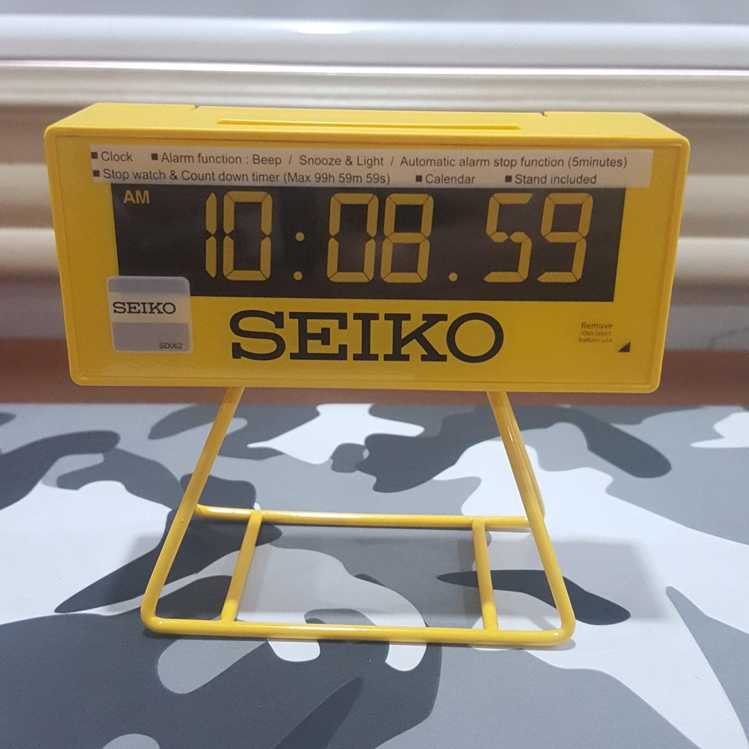 Seiko Yellow "Countdown" Style Sports Timing Clock, Furniture & Living, Home Decor, Clocks Carousell