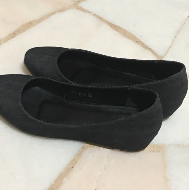 black covered shoes