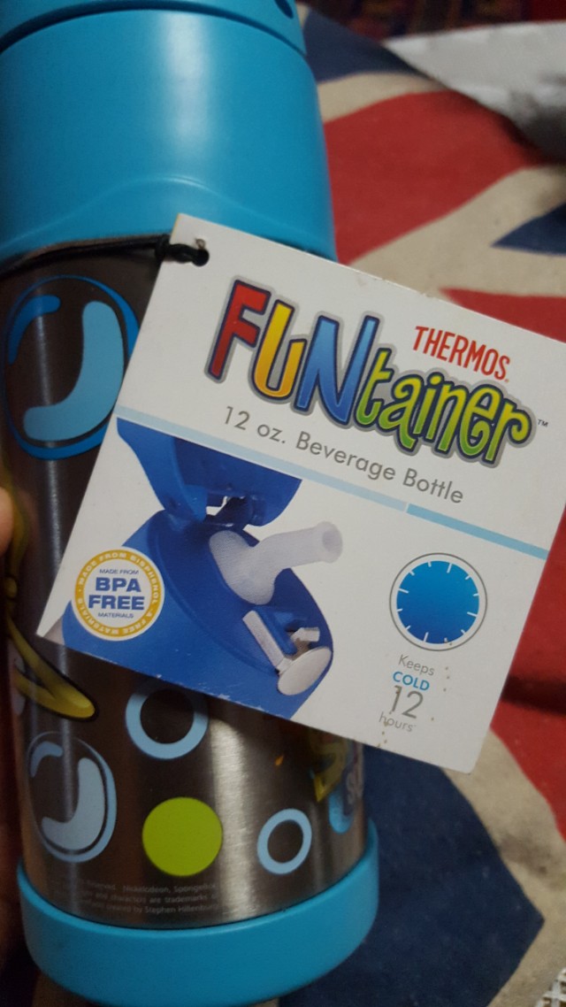 SpongeBob Thermos FUNtainer BPA FREE, Furniture & Home Living