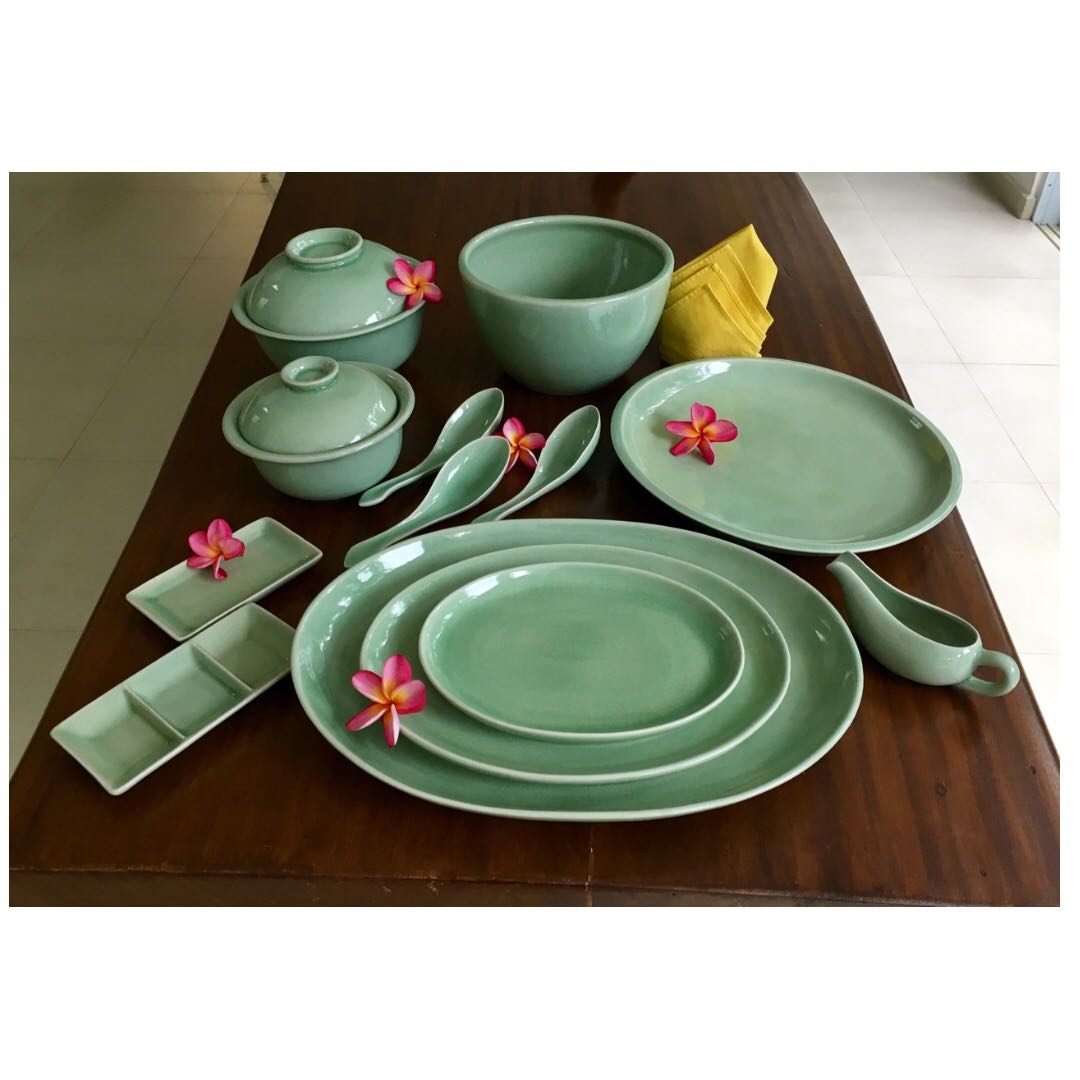 Thai Celadon Dinnerware  Set Of 8 109 Pieces 1515830294 2d8b75d9 
