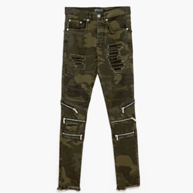Zara Camouflage Jeans with Zips and 