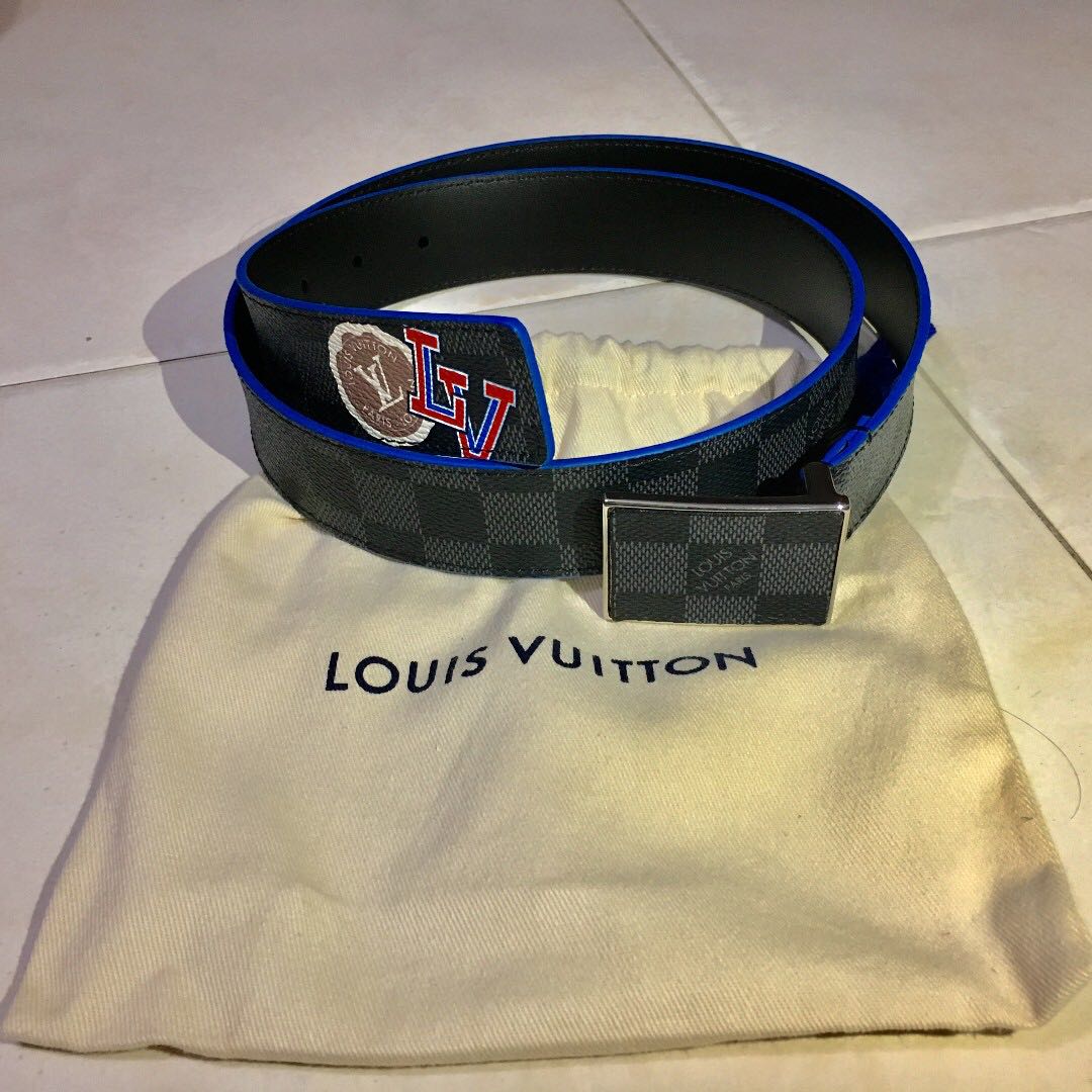 LOUIS VUITTON M9608 Monogram Sun Tulle LV Logo Belt Men Size 90 36 Japan  [Used]