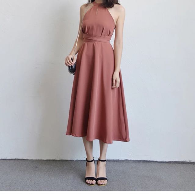 burnt orange rust dress