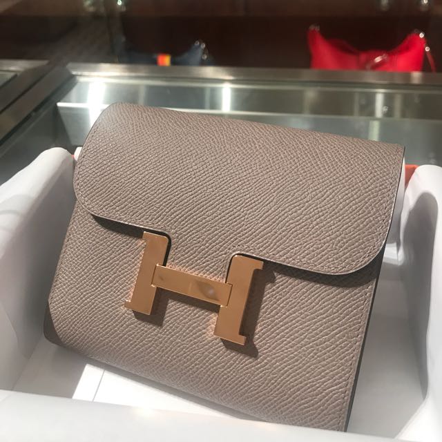 Hermes Constance short wallet Epsom GHW Gris A