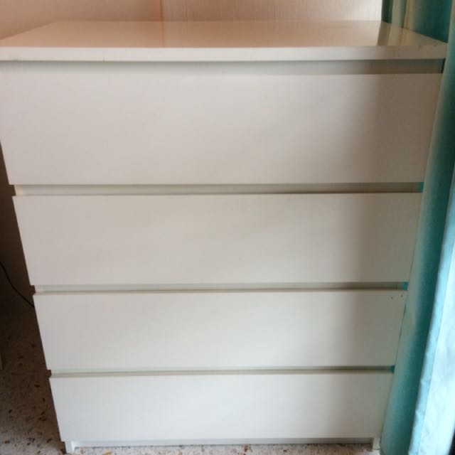 IKEA Malm 4 drawer dresser white, Furniture & Home Living, Furniture