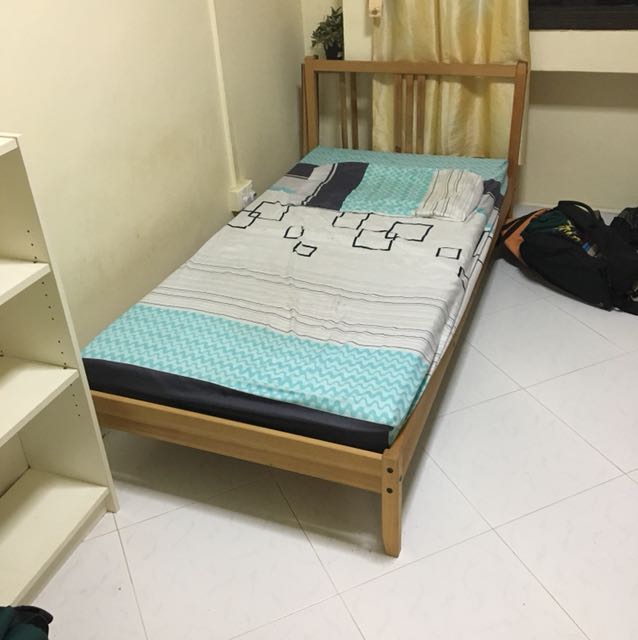 IKEA single bed frame including IKEA mattress, Furniture & Home Living