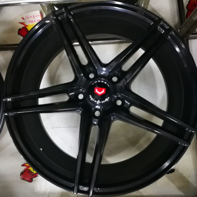 Vossen 18 Glossy Black Sports Rims Car Accessories On Carousell