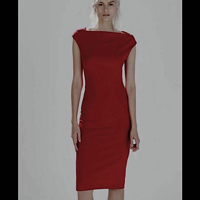 Zara boat neck red formal dress, Women 