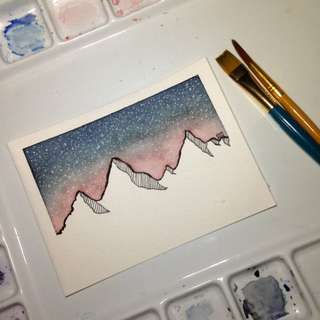 Mountains Painting Postcard