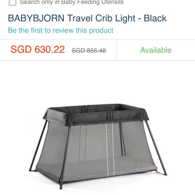 50 Off Babybjorn Light Travel Cot Babies Kids Nursing