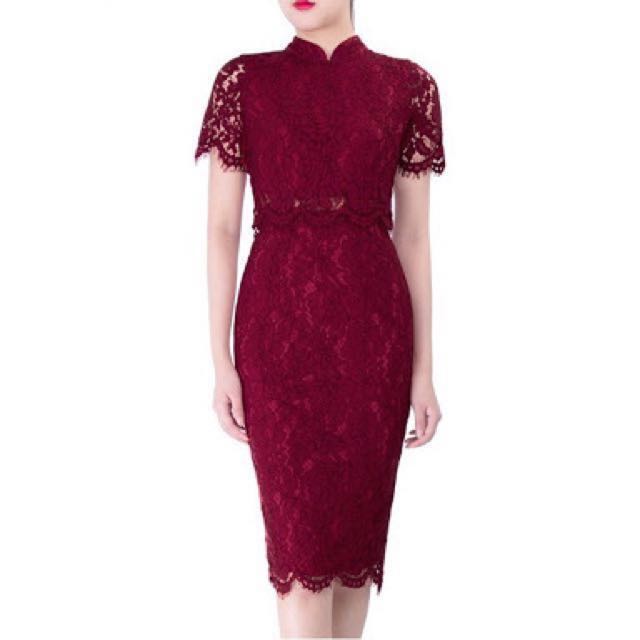 maroon cheongsam