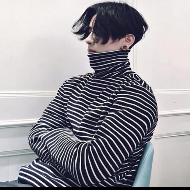 Men Fashion Stripes Long Sleeve Oversized Bottom Shirts Tee Swag