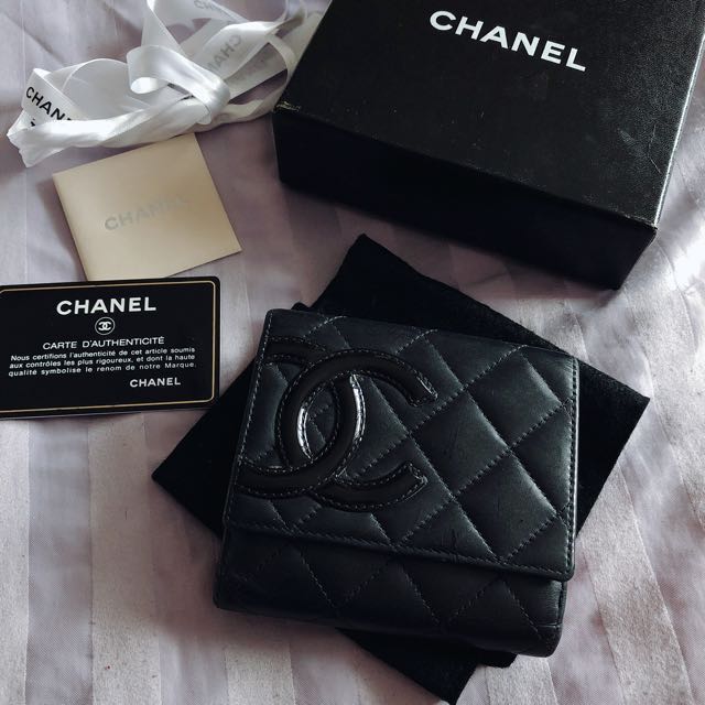 Pink lining) Chanel Cambon Bi-fold Wallet , Luxury, Bags & Wallets