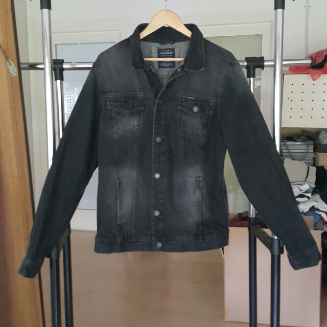 Pull\u0026Bear Black Denim Jacket (XL 