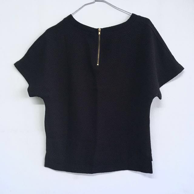 Textured Basic Top [Black] (Category: Sleeveless) located in Singapore. Submitted by wixiw (Listing ID 115180750, Image 2). Description: Tag Size: S - Small (Best fit UK 6-8) Condition: Worn once (10/10) Tag Brand: IRÉNÉ de nouvelle Measurements: Neck to sleeve: 11" (28 cm) Pit to pit: 17" (43 cm) Waist: 16" (40 cm) Length (Front): 20.5" (52 cm) Length (Back): 21.75" (55 cm) Description: • Minimalistic dots textured Black blouse • Great material 