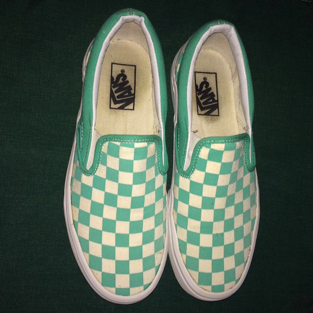 aqua checkerboard vans