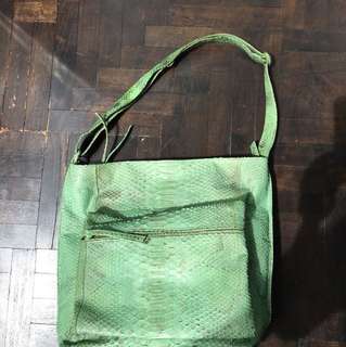 Green Matte Python Satchel