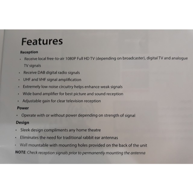 BAUHN Digital Indoor Antenna, TV & Home Appliances, TV & Entertainment