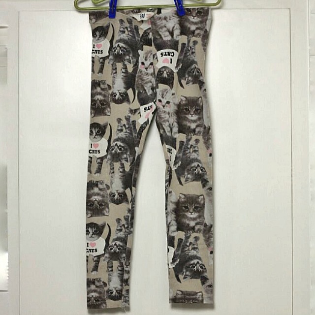 H M Cat Leggings 4 5yo Babies Kids Girls Apparel On Carousell