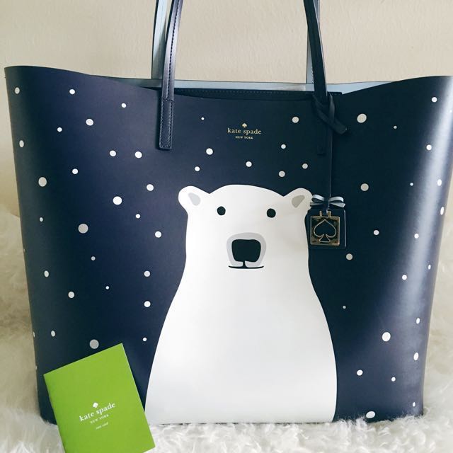 Original) Kate Spade Cold Comforts Navy Polar Bear Large Len Tote, Women's  Fashion, Bags & Wallets, Purses & Pouches on Carousell