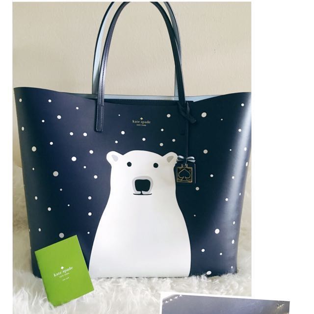 Original) Kate Spade Cold Comforts Navy Polar Bear Large Len Tote, Women's  Fashion, Bags & Wallets, Purses & Pouches on Carousell
