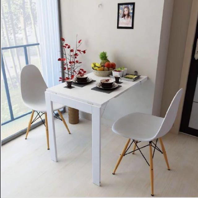 Simple Wall Mounted Foldable Table White Minimalist Furniture