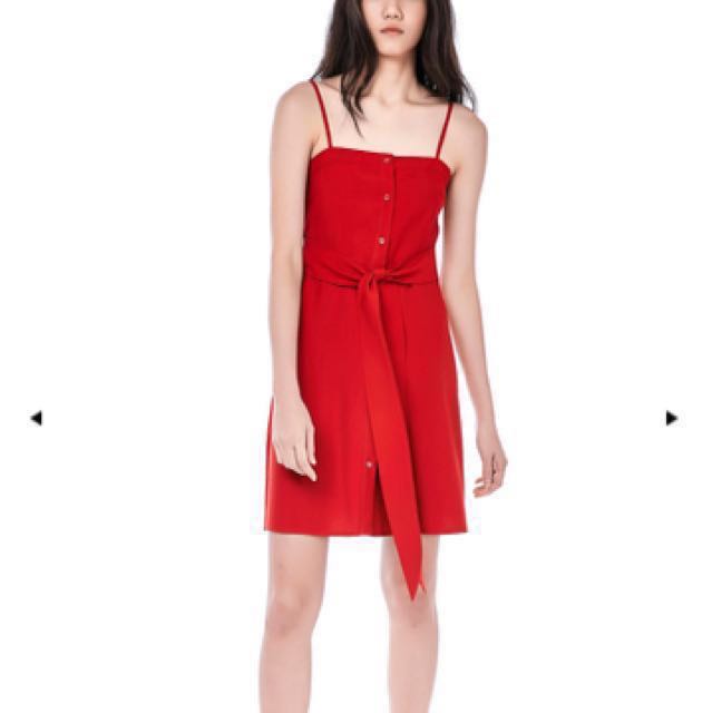 Button down red dress clearance