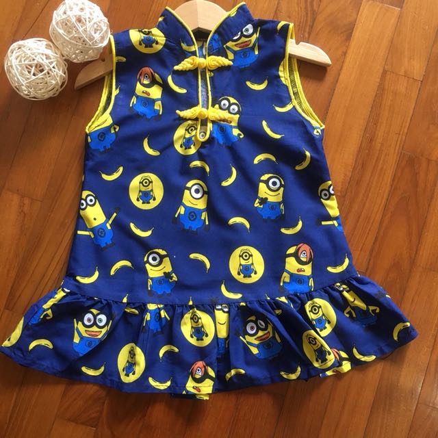 Cny Cheongsam Minion Dress Skirt Infant Toddler Baby Girl Kid