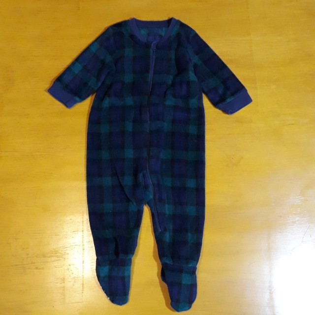 Dark Green Checkered Frogsuit/sleepwear, Babies & Kids, Babies & Kids ...