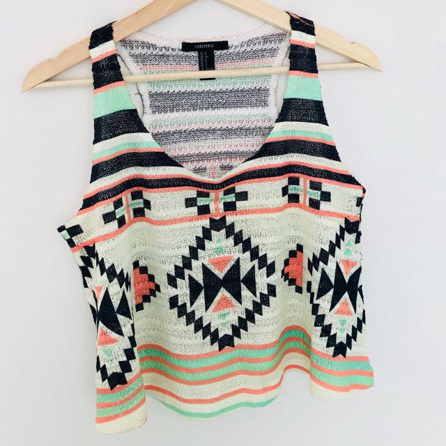 Forever21 Tribal Crop Top Women S Fashion Clothes On Carousell