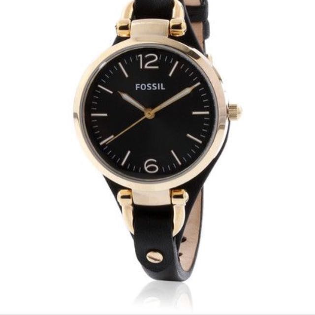 Black and gold fossil sales watch women's
