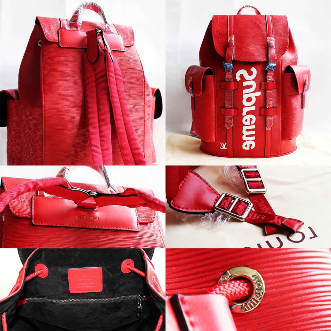 Red Supreme Louis Vuitton Bookbag