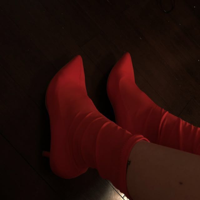 Neoprene RED Sock Boots H M SIZE 9 Women s Fashion Shoes on Carousell