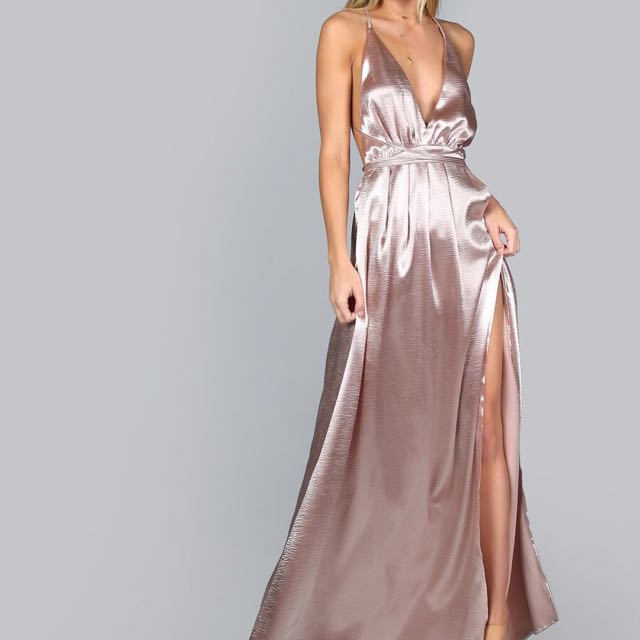pink satin maxi dress