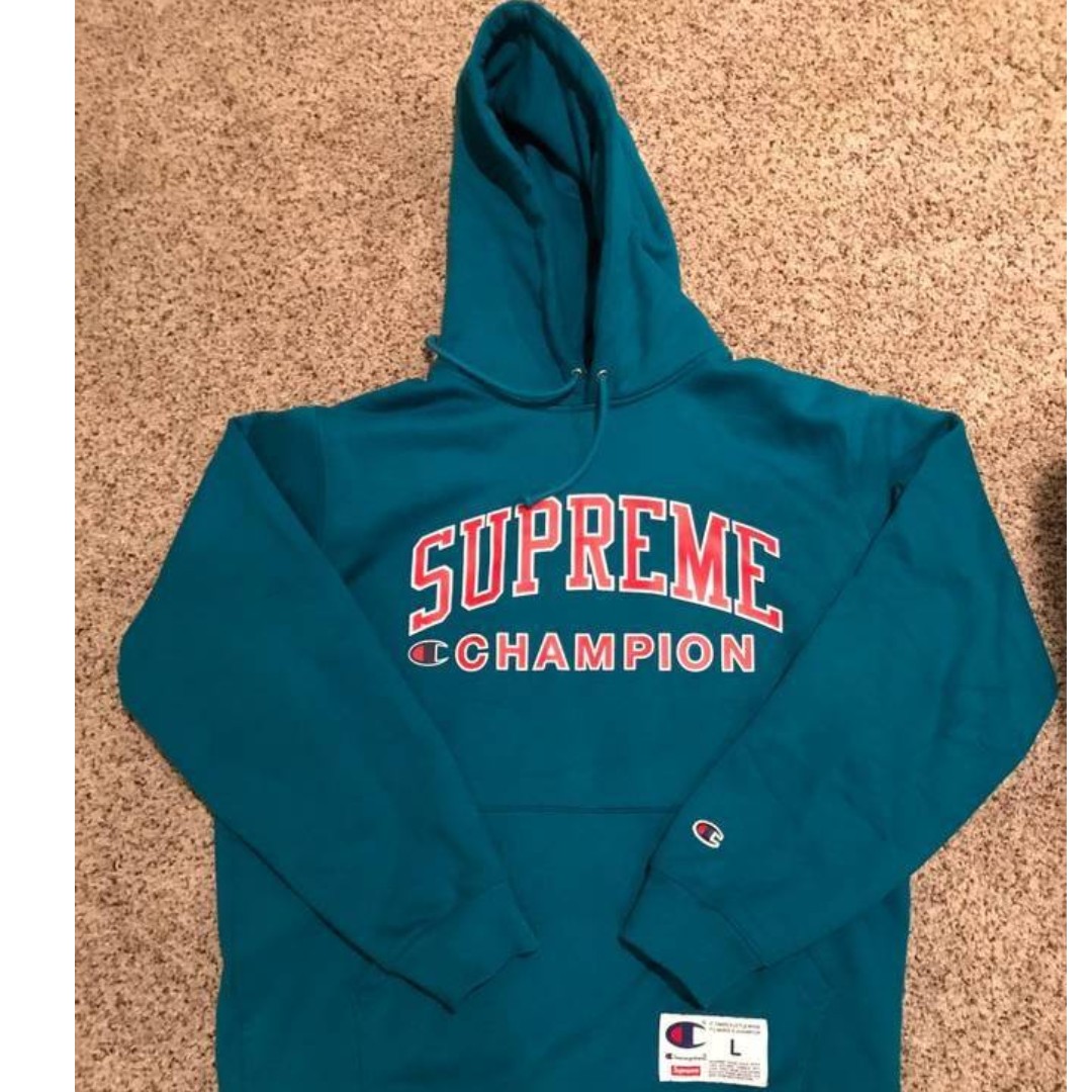 supreme champion hoodie teal
