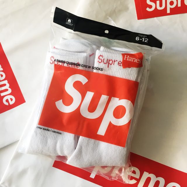 Supreme Hanes Crew Socks 4pcs White Men S Fashion