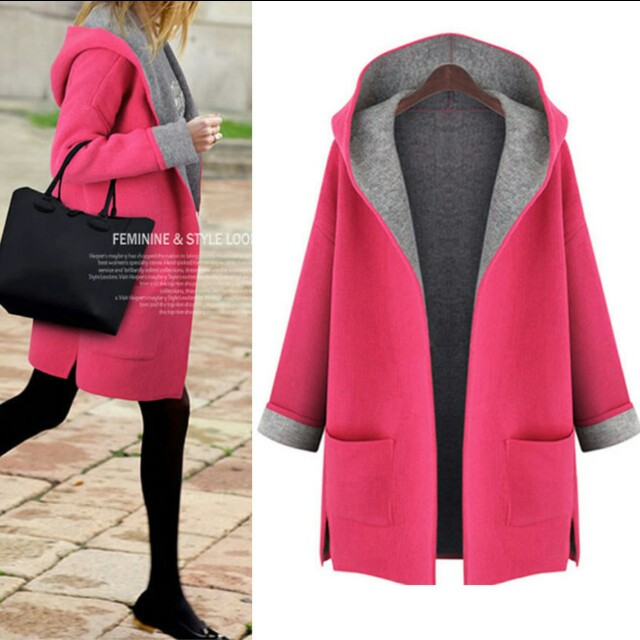 Winter jacket coat pink with hood hoodie from lazada Women s Fashion Coats Jackets and Outerwear on Carousell