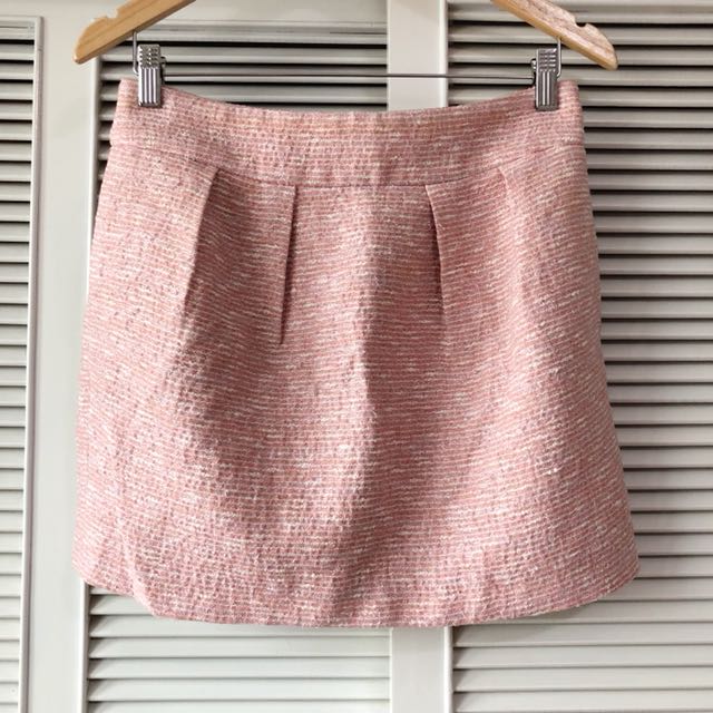 zara pink tweed skirt