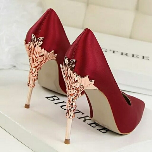 wine color high heels